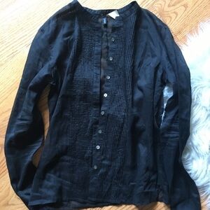 EUC Womens J Crew 0 Black Cotton Button Down Shirt​​​​
